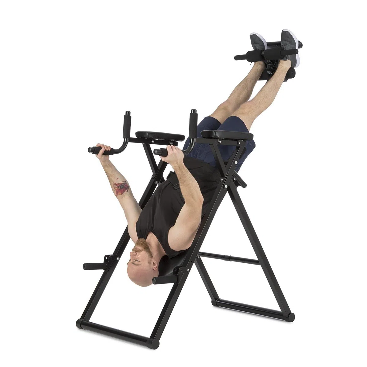 Klarfit Power-Gym - Panca a inversione, per la schiena, per allenamento multiuso, 6 in 1, inversione, push-up, squat, chin-up, dips & ab-training, fino a 120 kg, regolabile, nero