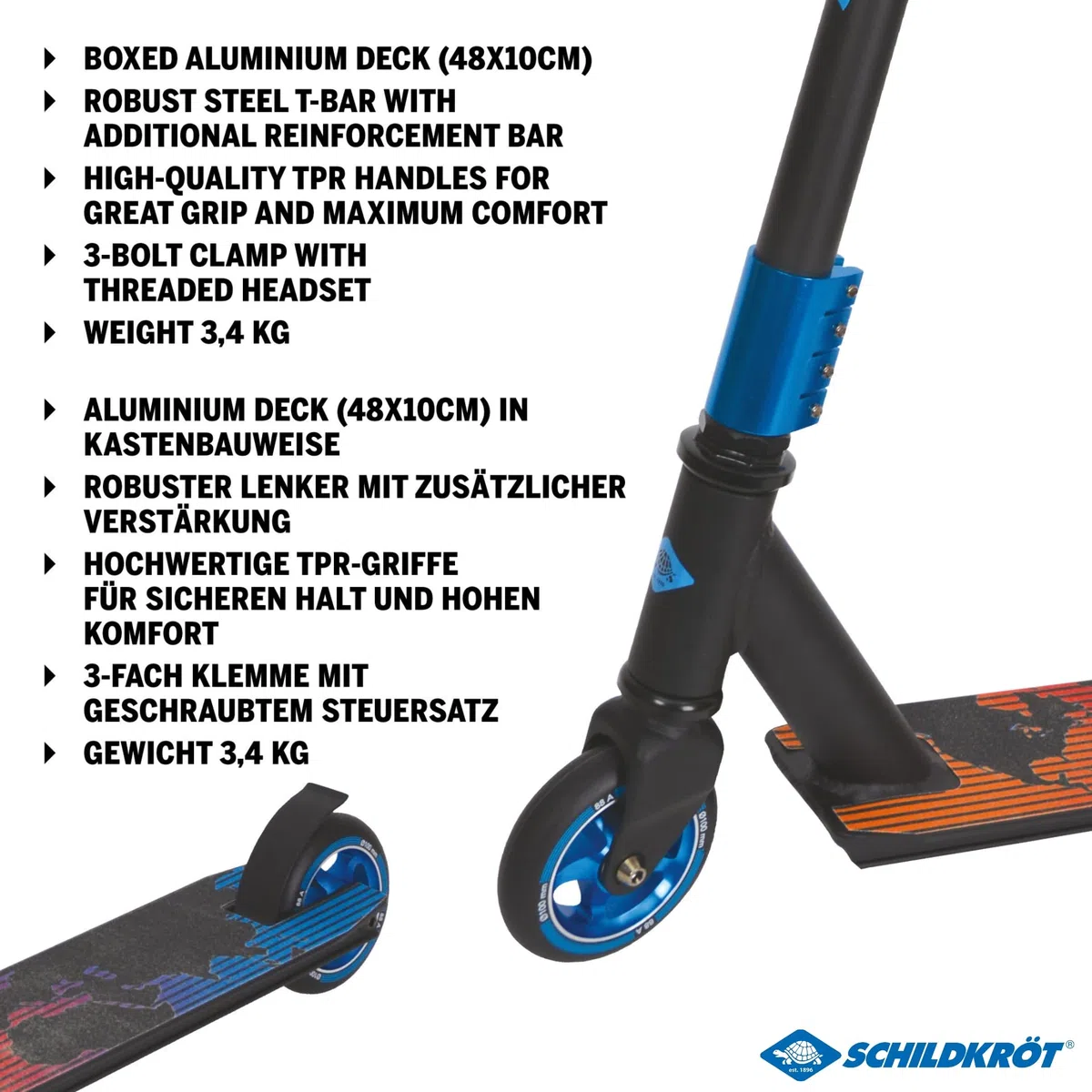Schildkröt Untwist Stunt Scooter, Ottimo Monopattino con Compressione HIC e Cerchio in Alluminio, Ruote in PU da 100 mm, per Acrobazie e Manovre Ambiziose