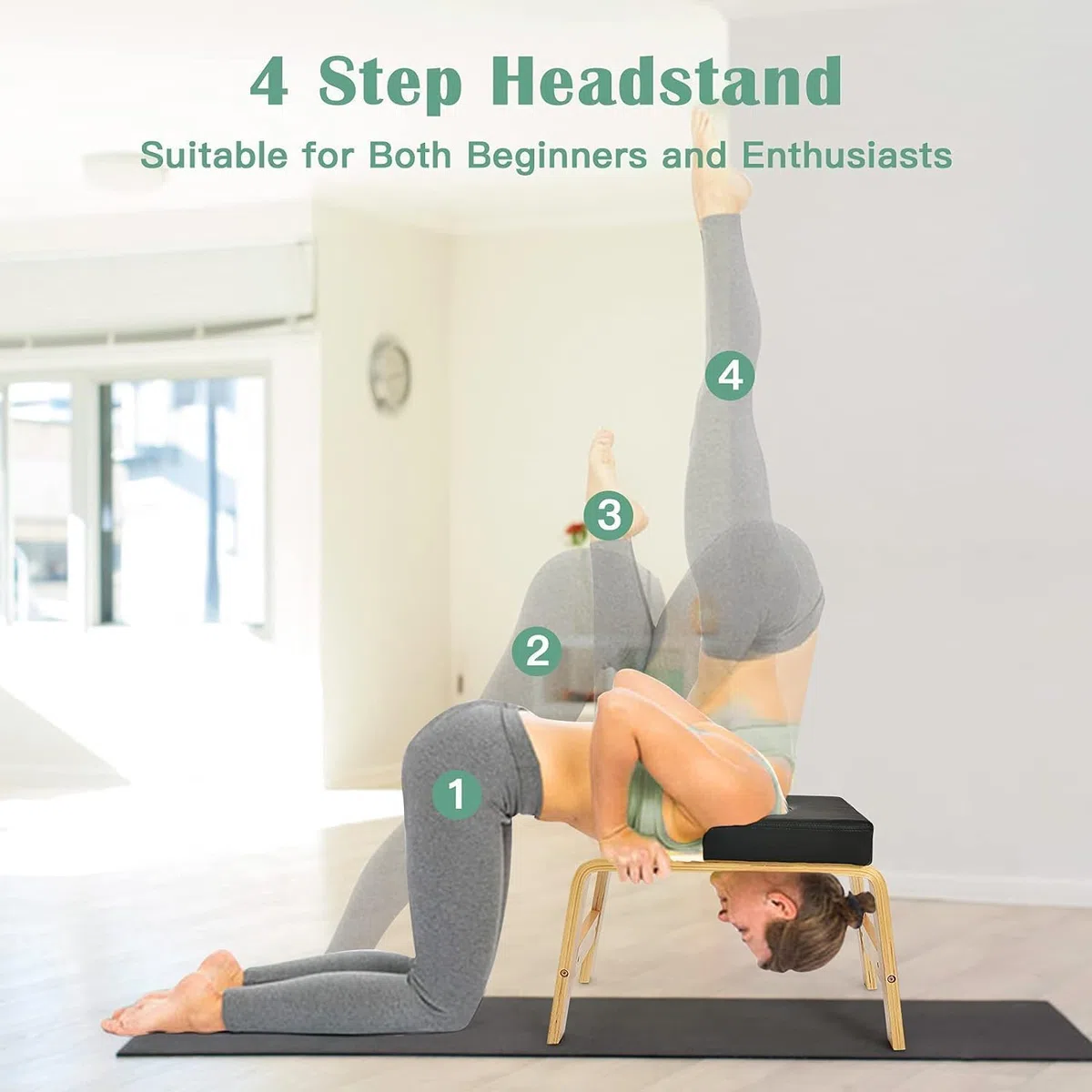 Yoga Chair Headstand, Sedia da Yoga,Sgabello Yoga,per Il rilassamento e l'allenamento della Forza,Yoga Panca Inversioni (Nero)