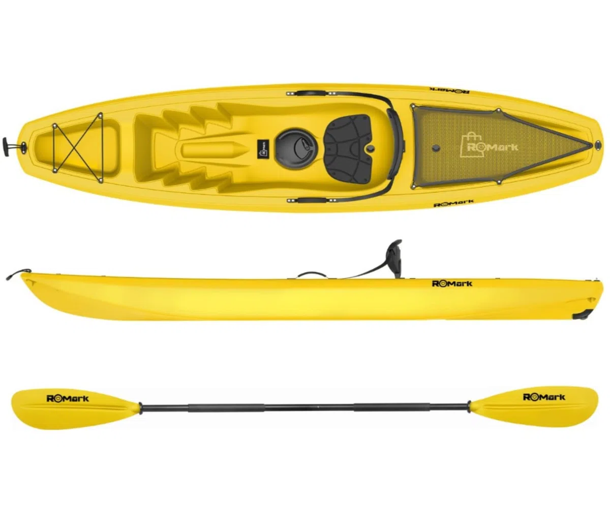 ROMARK Kayak - Canoa da 268 cm - VARI COLORI - 1 gavone + 1 pagaia + 1 seggiolino + 1 ruotino mare sport lago