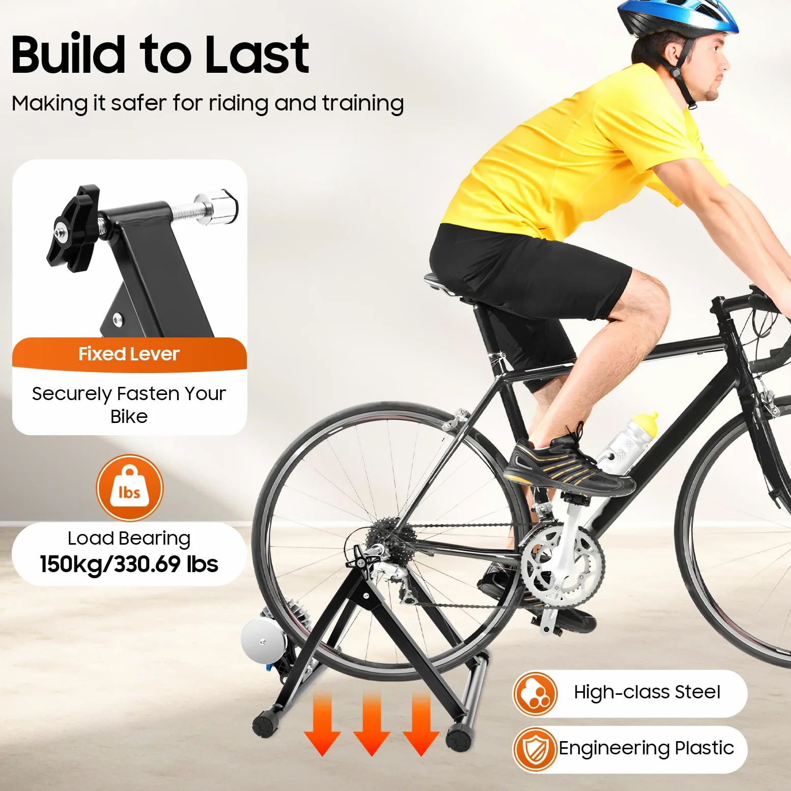 Supporto per bicicletta, allenamento a rulli per bicicletta, portata 150 kg, per bici da 26 – 29 pollici e bici da 700 C