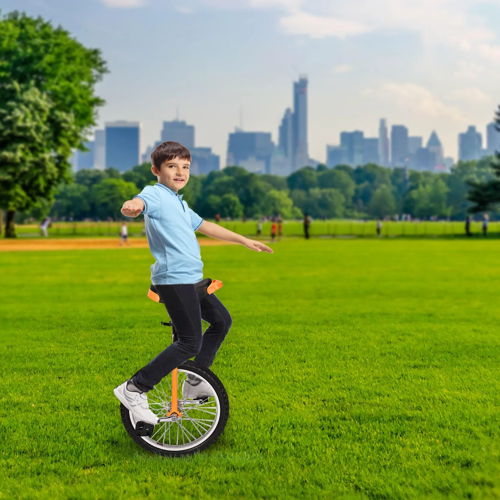 uyoyous Monociclo 20 pollici Unicycle Balance Training Monociclo regolabile in altezza per adulti, bambini, principianti e professionisti, unisex, giallo