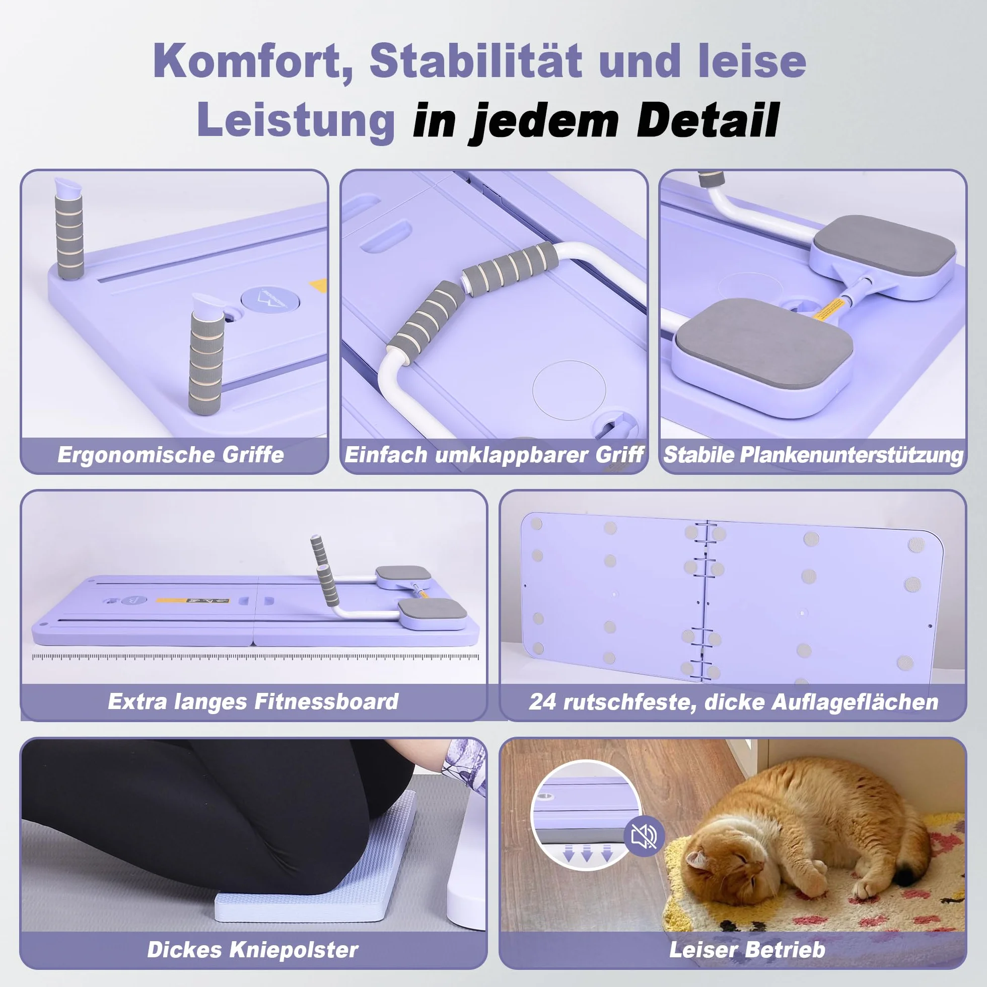 Pilates Board & Reformer-Set für Zuhause mit 23kg Rückprallkraft – Multifunktionales Faltbares Pilatesgerät INKL, Knieschutz & Videoanleitung