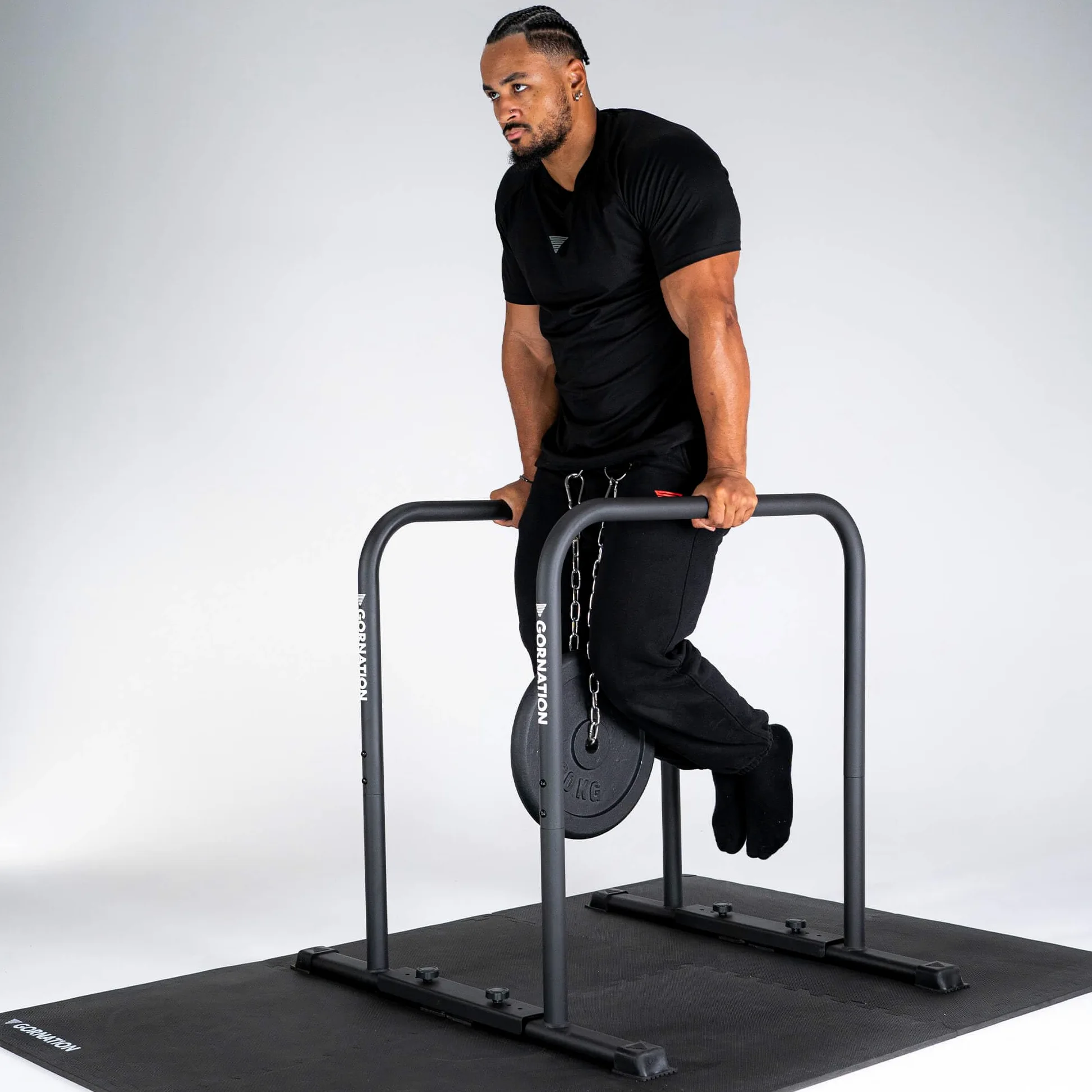 GORNATION Dip Bars, Barre Dip, Barre Parallele Alte Regolabili per Calisthenics e Fitness, Dips Station con Piedini Antiscivolo e Presa Sicura, Attrezzatura per Home Gym