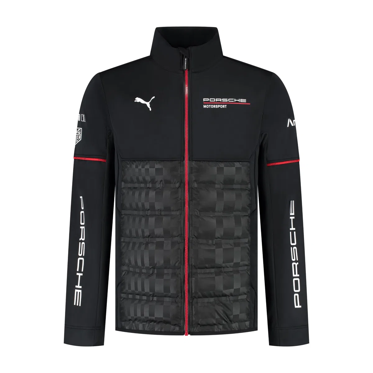 PUMA Porsche Motorsport Giacca ibrida del team per uomo con parte superiore tessuta e parte inferiore imbottita per massimo comfort - Nero