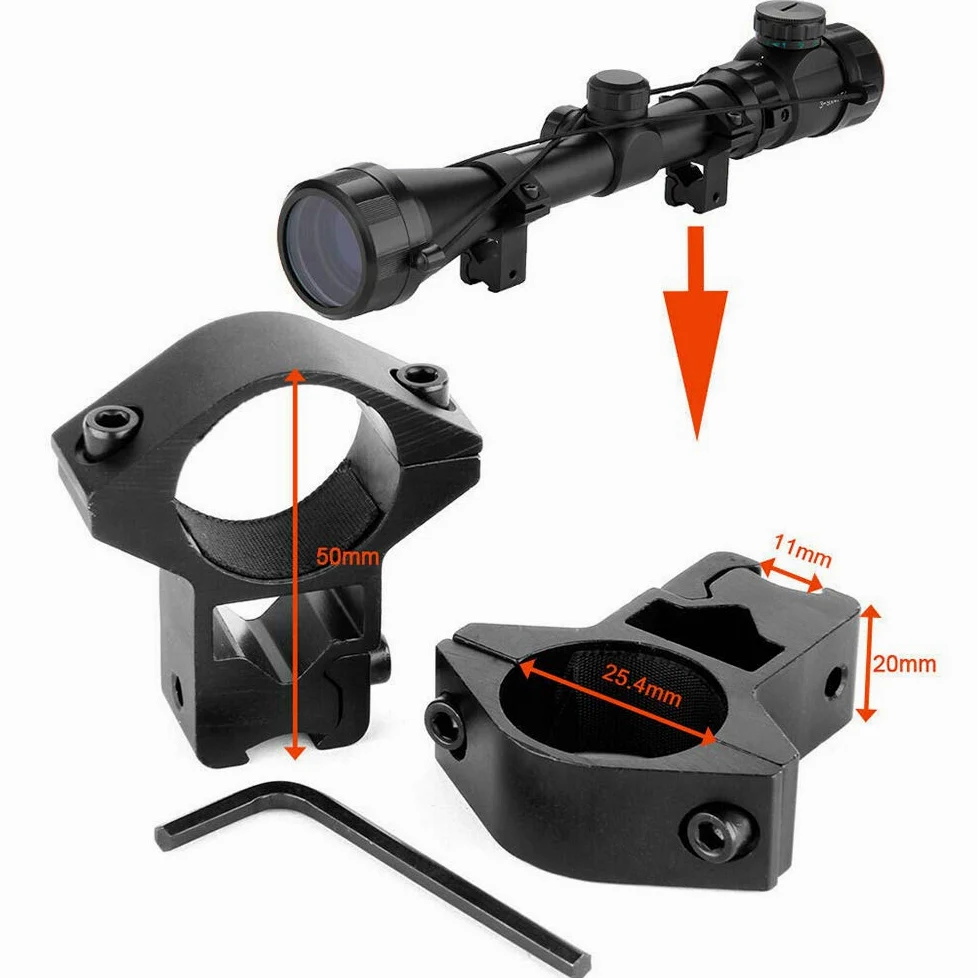 HENGMEI Ottica Cannocchiale Caccia 3-9x40EG Cannocchiale da Puntamento Telemetro con 11mm Mount Ring Picatinny Binario di Guida e per Caccia