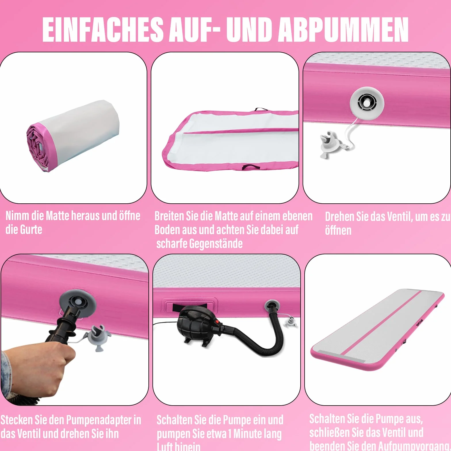 IBATMS Air Track Ginnastica Artistica 3/4/5/6 Metri, Tappeto Ginnastica Artistica da Casa con Pompa Elettrica, Tappetino Gonfiabile per Allenamento Yoga Cheerleading Fitness
