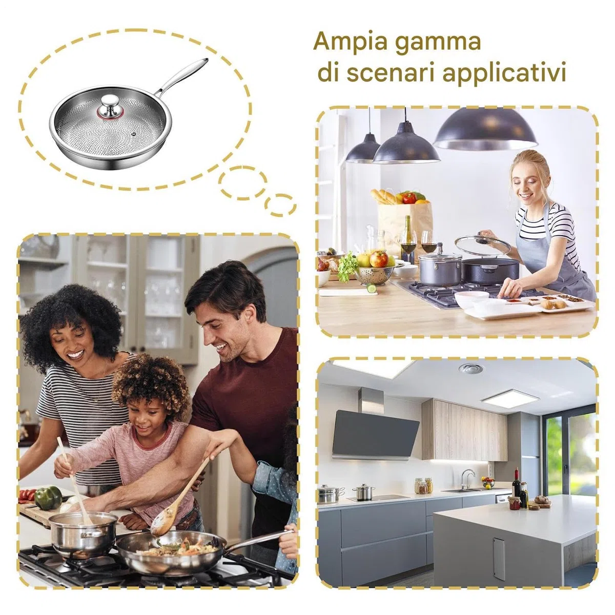 Generico Padelle In Titanio Per Cucina - Padelle e Friggitelli - Padella Antiaderente con Coperchio per Uso Quotidiano Casa Cucina Campeggio Ristorante