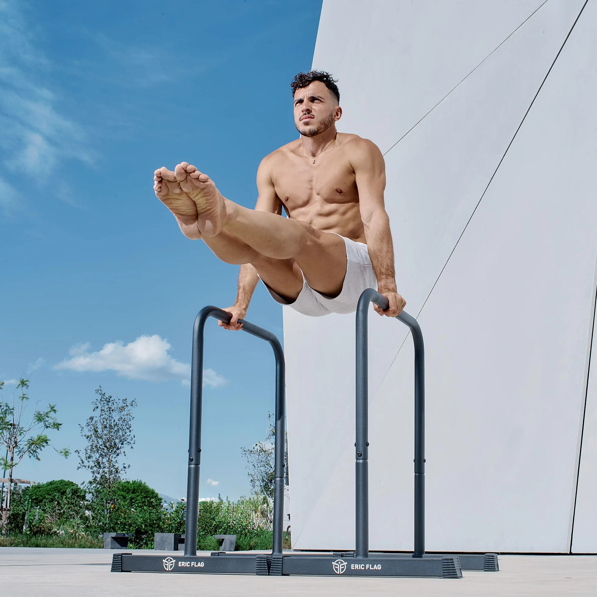 Eric Flag Dip Parallele - Barre Parallele Alte, 90 cm di Altezza, Solidi et Stabilità per Dips, Allenamento a Casa, Calisthenics, Home Gym - Parallettes Ultra-forte, 250 kg di Carico Max