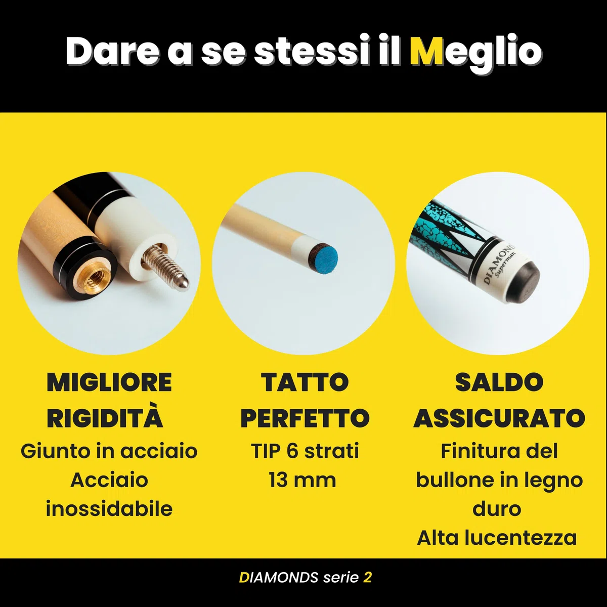 Set di 2 Stecche Biliardo Professionali- Stecca biliardo in acero massiccio - Morbida e resistente per un migliore controllo e precisione - Design originale