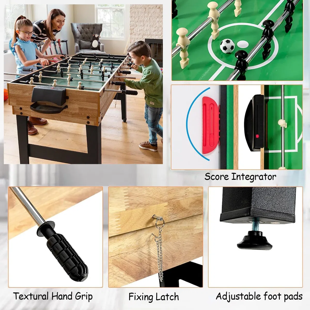 4 in 1 tavolo multi gioco, tavolo da gioco sportivo combinato per bambini tavolo da biliardo,biliardino,tavolo da ping pong,air hockey con tutti gli accessori grande regalo per i bambini