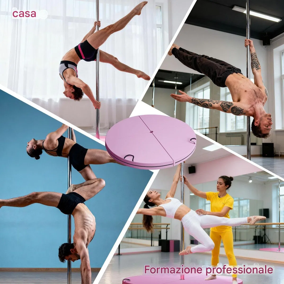 Crash Mat Per Pole Dance - Crash Pad Pieghevole Con Imbottitura Per 120x120x10 Cm | Di Sicurezza Pieghevole Protettivo Anticaduta Per Donne Ragazzi Ragazze Giovani Adolescenti Pale