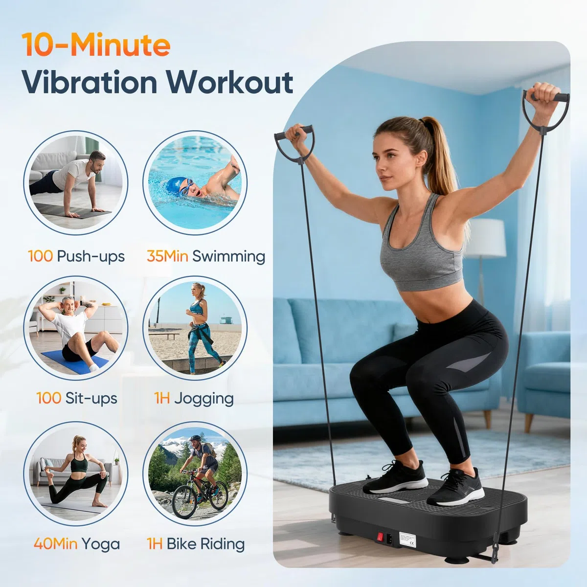 Pedana Vibrante Dimagrante,Pedana Vibrante per Circolazione Gambe 120 livelli di Vibrazione e 5 Programmi, Altoparlante Bluetooth Integrato, per Automatico della Velocità