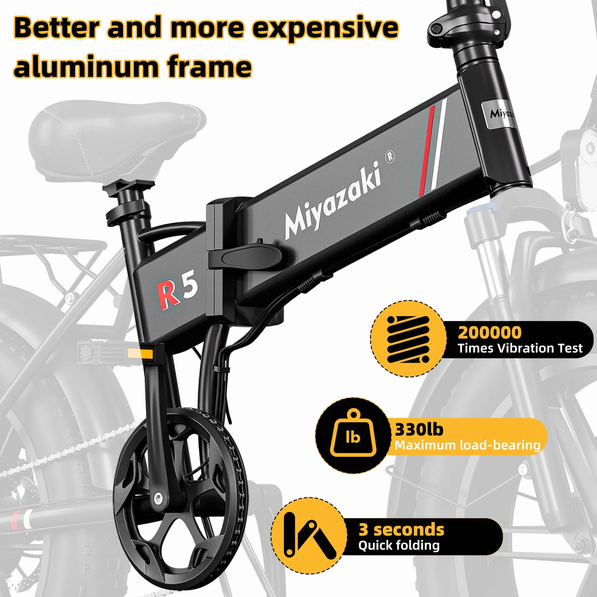 Miyazaki Bicicletta Elettrica Pieghevole per Adulti – Ebike con Motore Brushless – Batteria Rimovibile 48V 14Ah – Bicicletta Elettrica Pieghevole con Pneumatici Fat 20"×4.0" – Telaio in Alluminio Aero