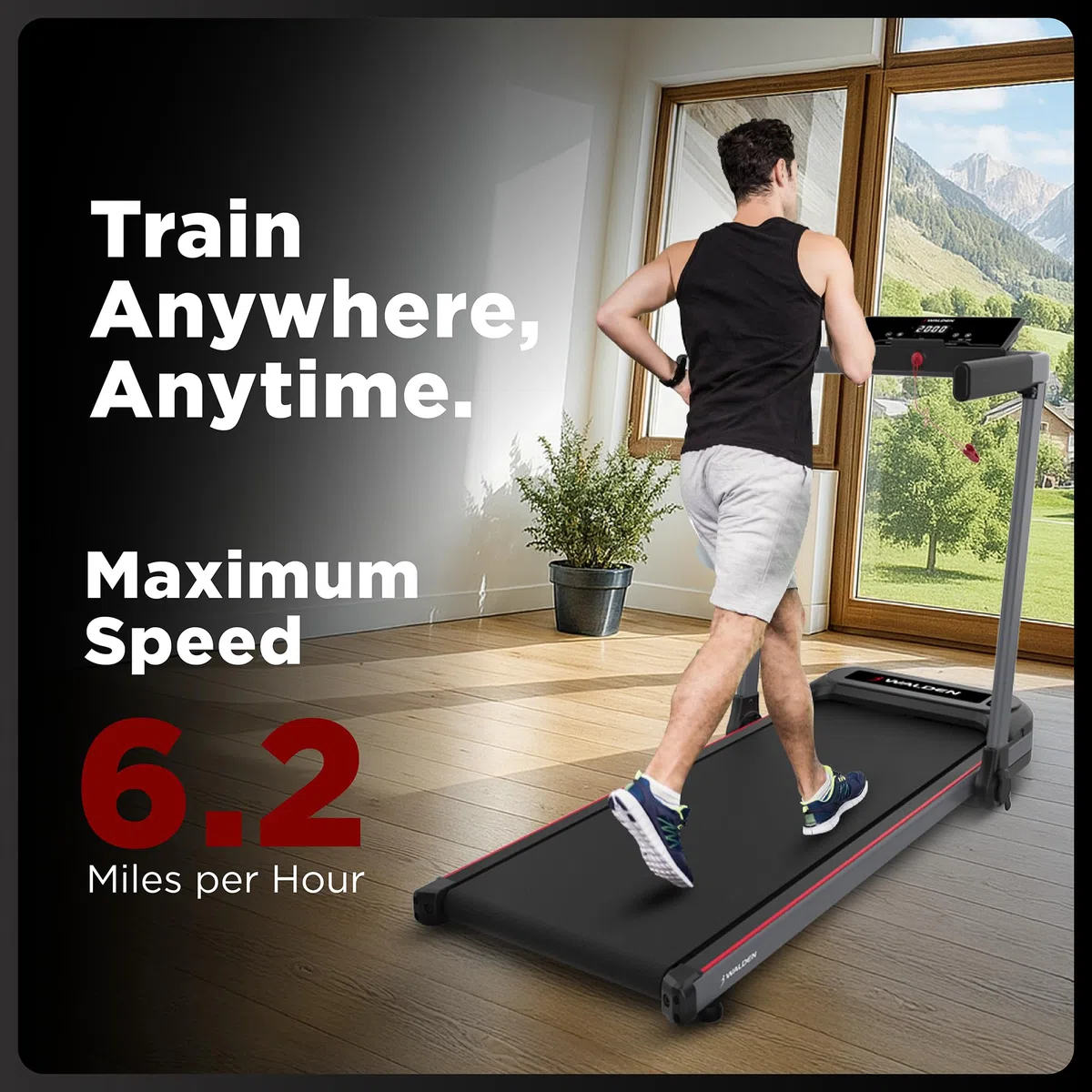 Walden Tapis Roulant Elettrico Pieghevole F2800 – Walking Pad per Casa e Ufficio, Motore 2.5 HP, Velocità 1–10 km/h, 12 Programmi, Display LCD, Fitness & Dimagrimento
