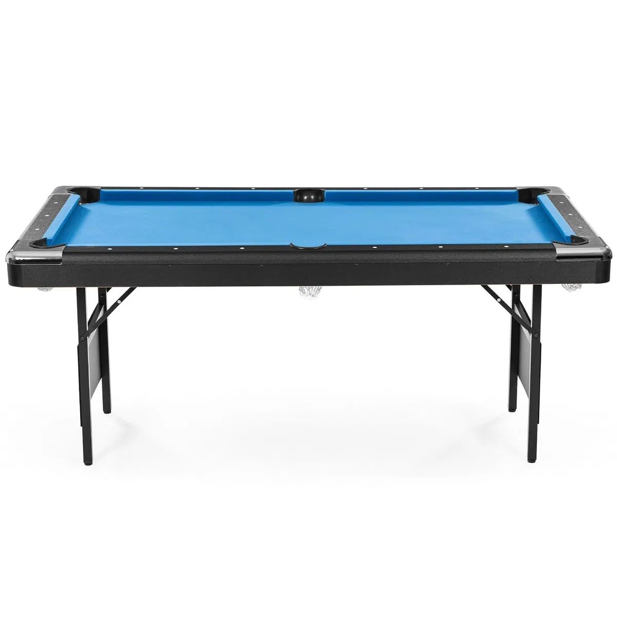 Buckshot - Tavolo da biliardo Atlanta, pieghevole, 193 x 109 x 81 cm, con accessori, biliardo da 1,8 metri, con gambe pieghevoli in metallo, blu/nero