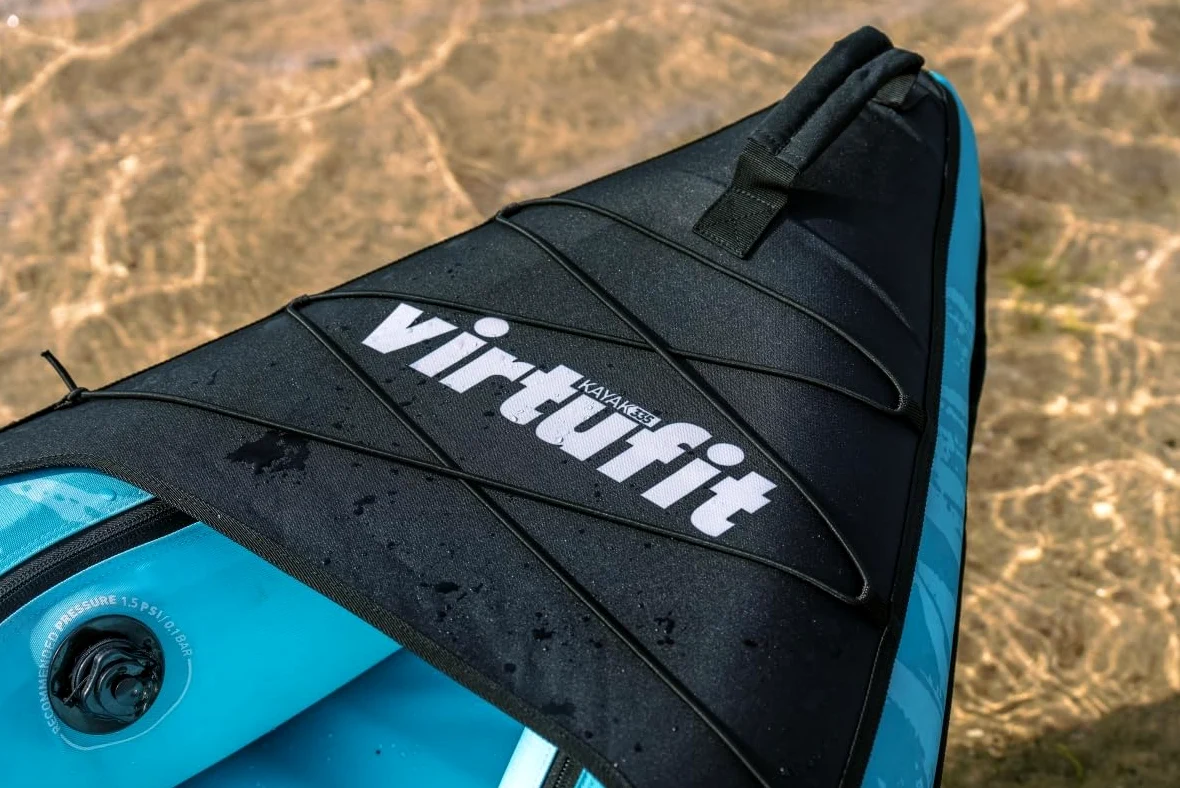 VirtuFit Kayak 335 Gonfiabile - 2 + 1 Persone + Opzione 3° Sedile - Include 2 pagaie, pompa a mano, borsa per il trasporto e 2 pinne, per mare, fiume e lago, costruzione stabile, 335 cm, turchese