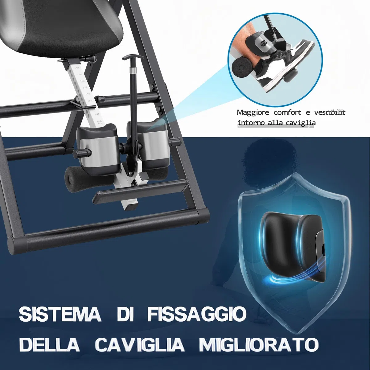 YOLEO Tavola di inversione Panca a inversione Pieghevole con Cintura di Sicurezza per la Terapia del Dolore alla Schiena e al Collo Max.300 lbs