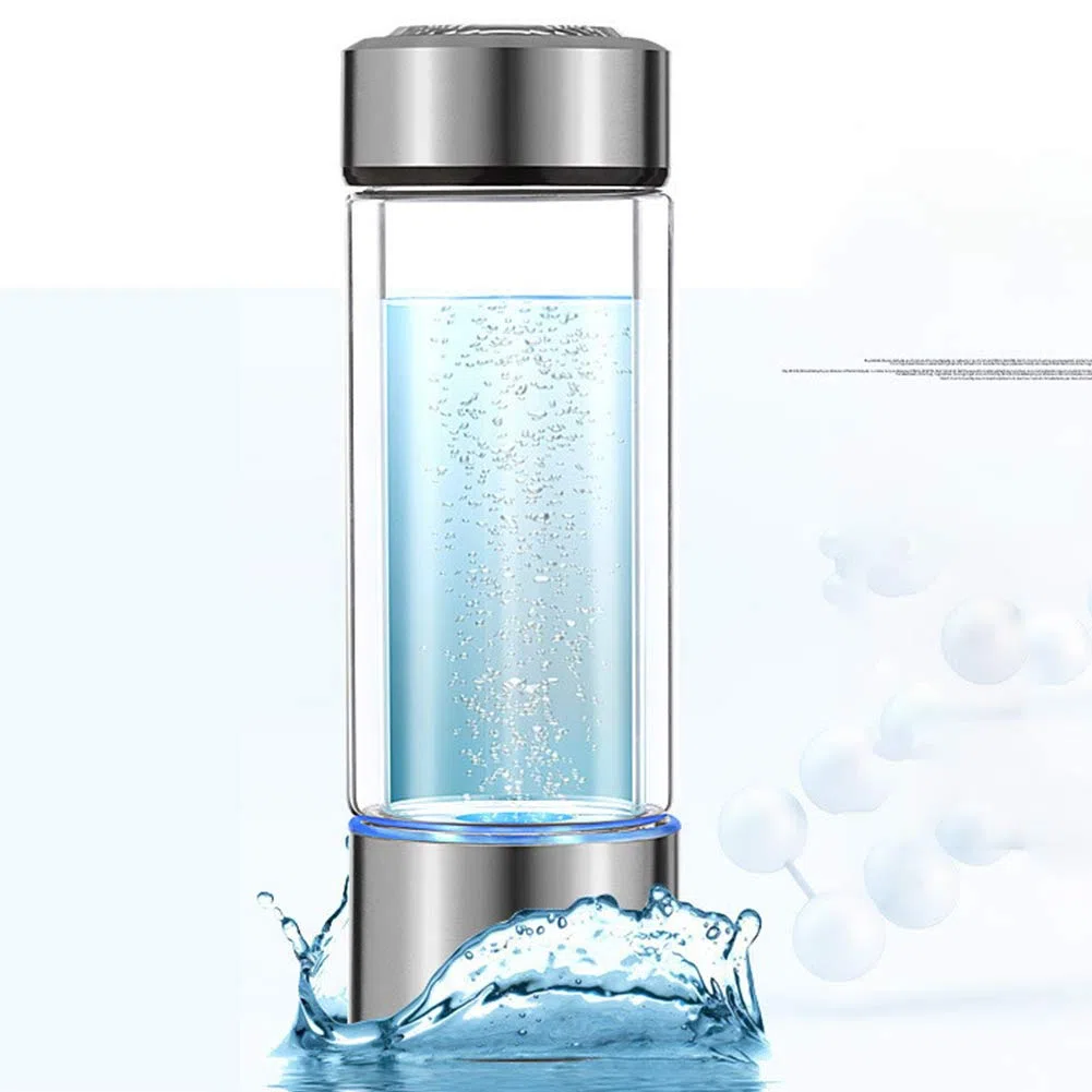 Bottiglia d'Acqua a Idrogeno Portatile, Generatore Con Ricarica USB, Ionizzatore d'Acqua Ricca per Ufficio, Viaggi e Lavoro (Nero)