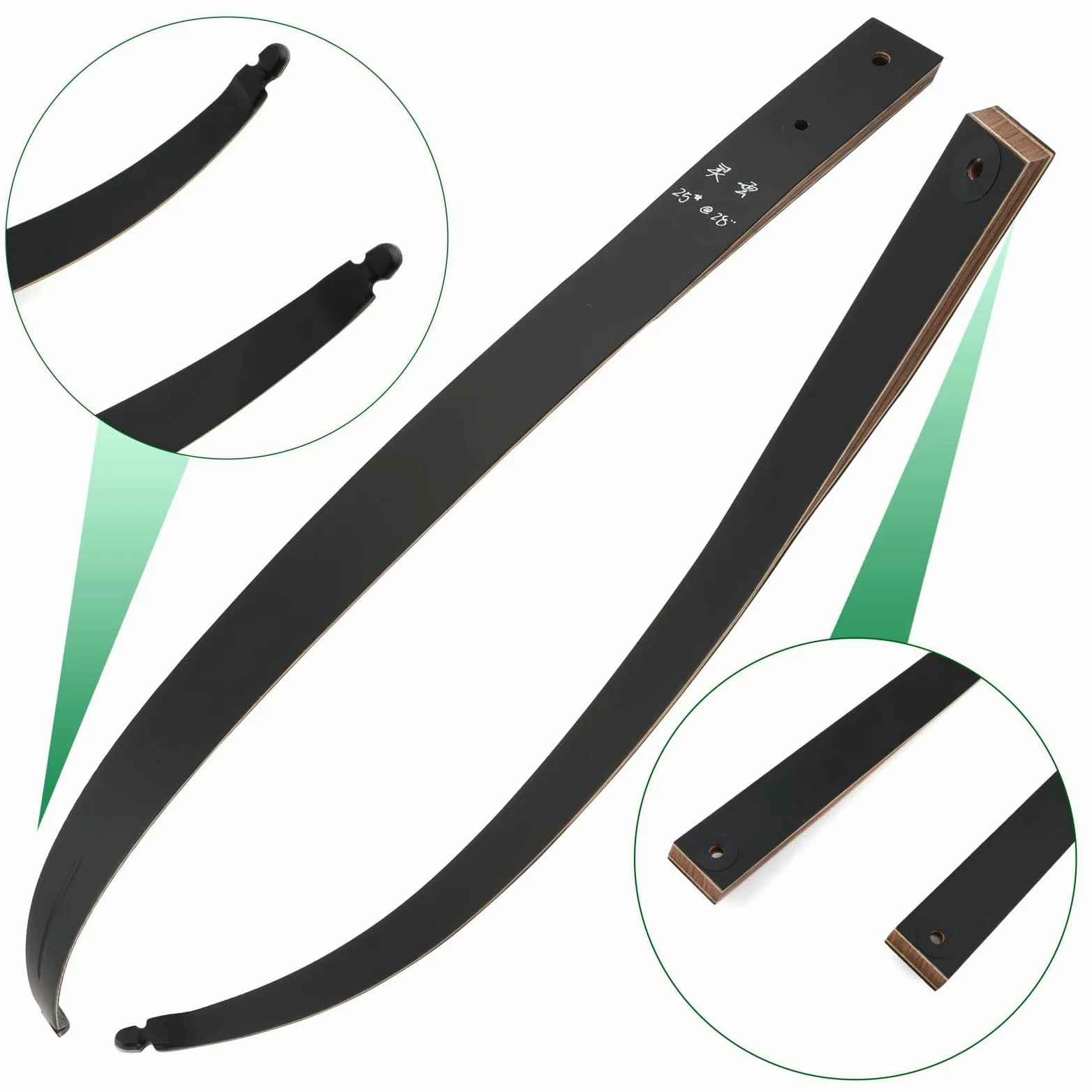 Tiro con l'arco 60" Black Hunter Original Recurve Bow Set American Hunting Longbow arco di legno 20-60lbs destra/sinistra per tiro con l'arco caccia tiro pratica