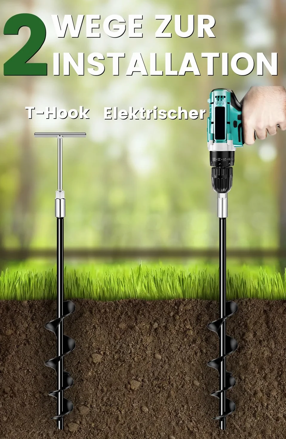 Ancoraggio a terra 48 cm, confezione da 4 con cinghie resistenti, ancoraggio a terra da avvitare nel terreno per tende, altalene, tettoie, particolarmente stabili e facili da installare