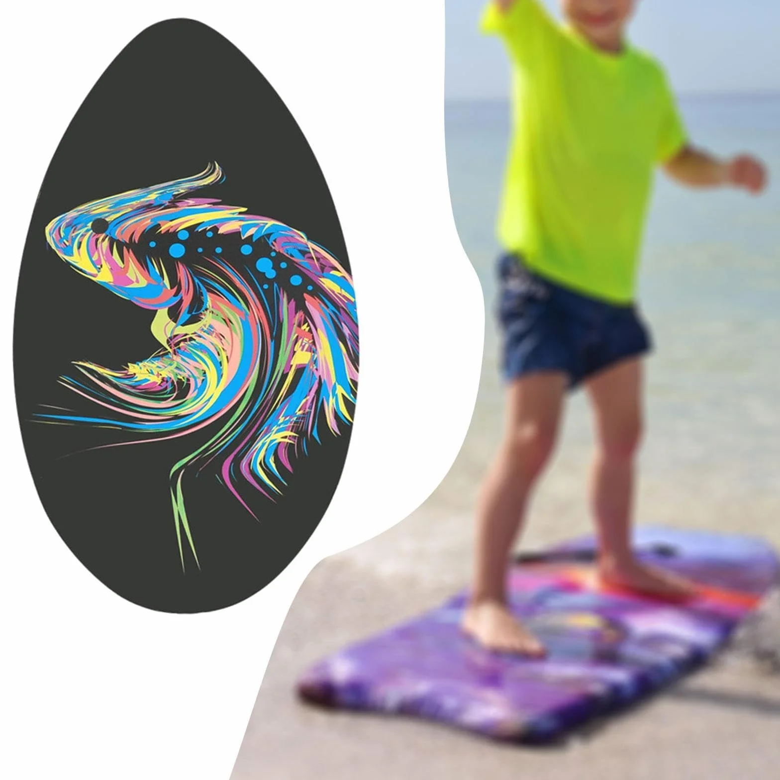 Oshhni Skimboard in Legno per Bambini, tavola da Surf per acque Poco Profonde