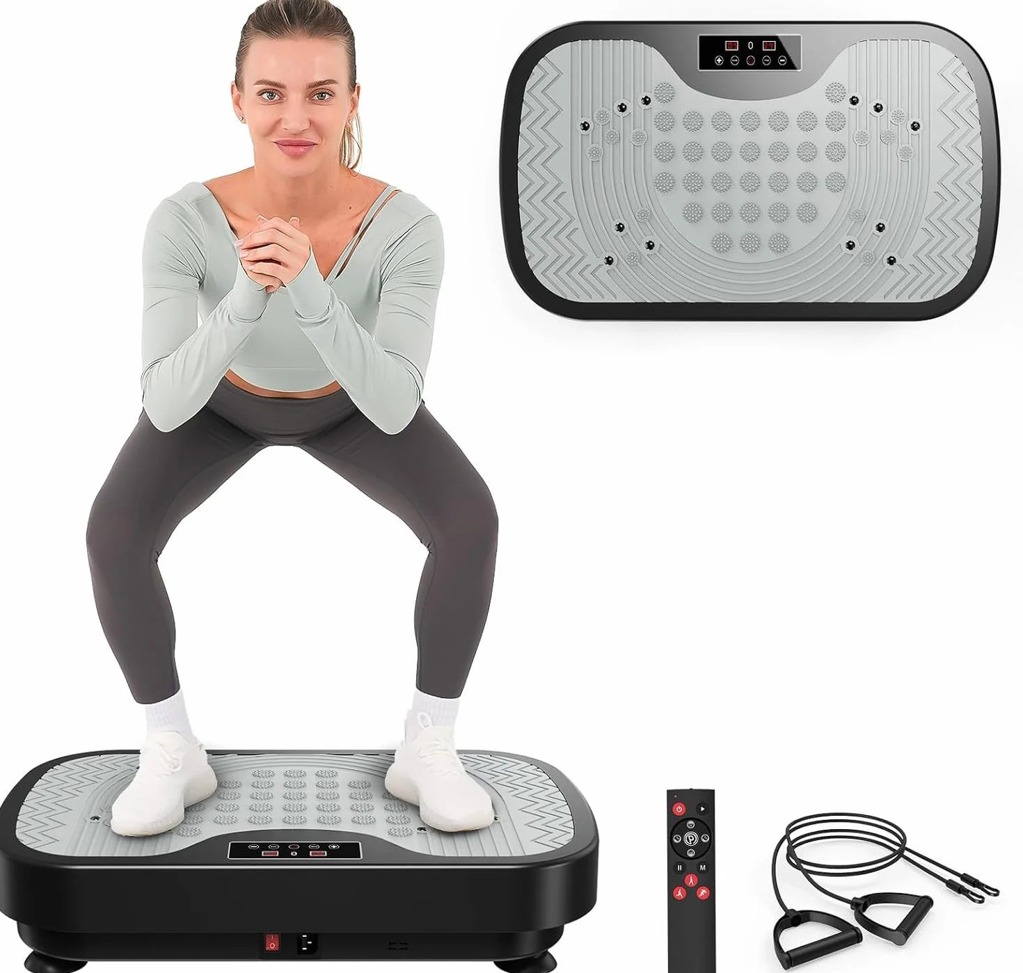 JOROTO JV30 Piastra vibrante | Allenamento per tutto il corpo a casa| 9 modalità di vibrazione | 99 livelli di vibrazione | con bande di resistenza a distanza | Capacità di carico 150kg