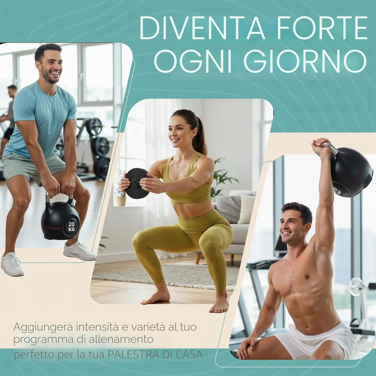 Kettlebell Regolabile 7 in 1, 20 kg Kettlebell con 7 Livelli di Peso, Manubrio per Allenamento a Casa & Fitness, Ideale per Allenamento Completo del Corpo, Compatto & Salvaspazio