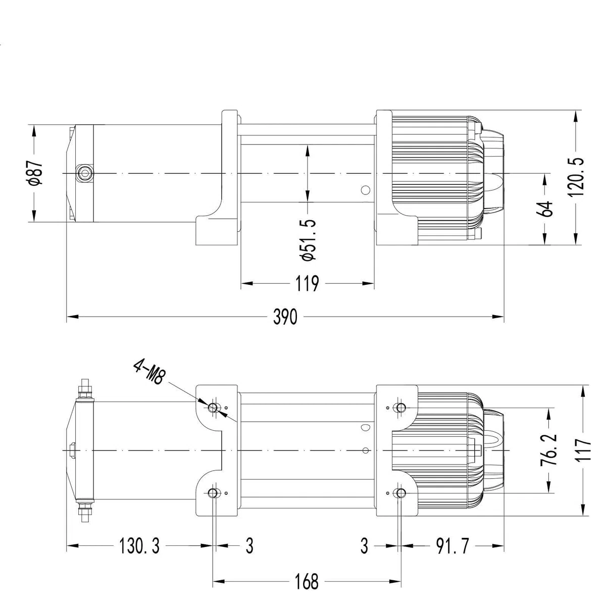 Winchmax 5000lb (2268kg) Verricello Originale Arancione 12v. Corda Sintetica Dyneema SK75 da 15,5 m x 5 mm. Gancio a Cerniera da 1/4 di Pollice. Telecomandi Wireless Gemelli.