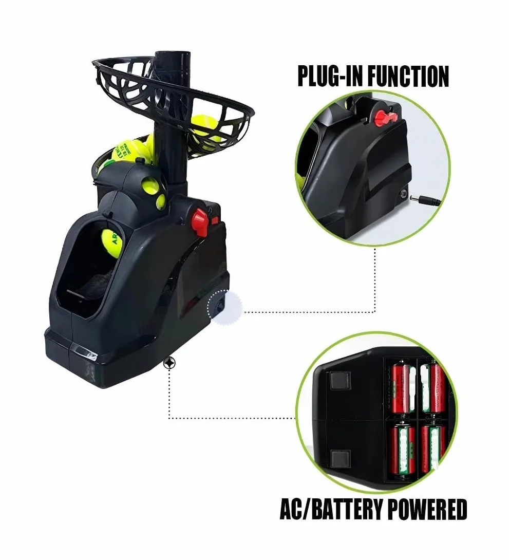 Allenamento Tennis(può Contenere 30 Palline) TennisTrainer,Macchina da Tennis Adatto a Principianti/Bambini/Allenatore/Cortile e Campo,AC/Batteria&Cavo USB