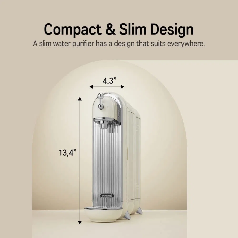 Pureal Line Changer Purificatore d'acqua di dimensioni sottili, senza serbatoio, riduce ruggine, inquinamento, cloro residuo, VOC, metalli pesanti e piccole particelle sospese