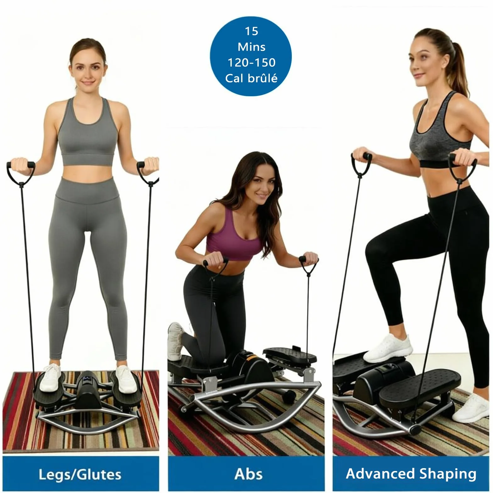 Stepper Laterale Portatile con Fasce di Resistenza | Macchina Fitness Compatta per Casa, Ufficio e Soggiorno | Allenamento Addominali, Gambe e Glutei | Mini Stepper Silenzioso e Salvaspazio