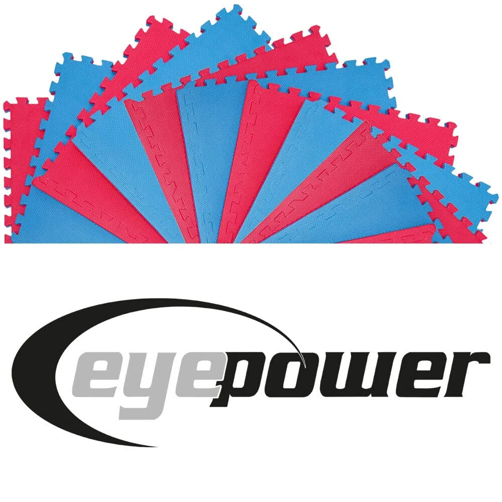 eyepower Gym Mat: 4.8mq Tappeto Palestra 2 cm - Set di 12 Tappetini per Fitness 63x63 - Pavimento ad Incastro Tappeto Fitness Puzzle EVA Tappetino Squat Tappeto per Cyclette Tappeto Sport Tatami Judo