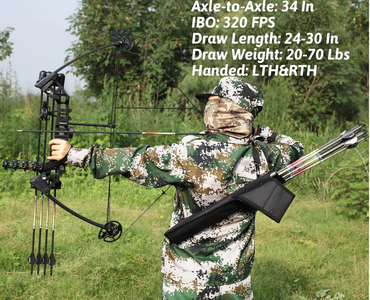Arco Compound Set PRO Adulto 20-70 LBS Arco da Caccia e Pesca con L'Arco Freccia e Arco Composto Set Arco per Tiro con L'Arco Caccia Bersaglio Pratica Mancini Destrorsi