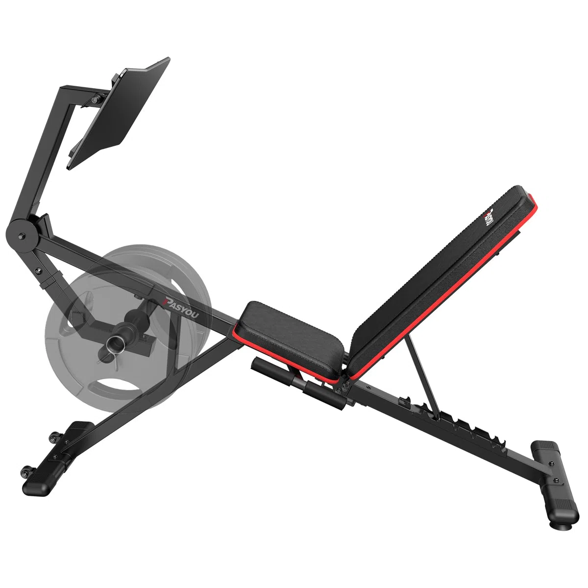 PASYOU Macchina Per l'Estensione Delle Gambe Con 7 Schienali Regolabili, Leg Press Per Palestra Domestica, Capienza Massima 500 KG, Panca Da Pesi Con Curl Gambe Per Esercizi Del Basso Corpo PM30