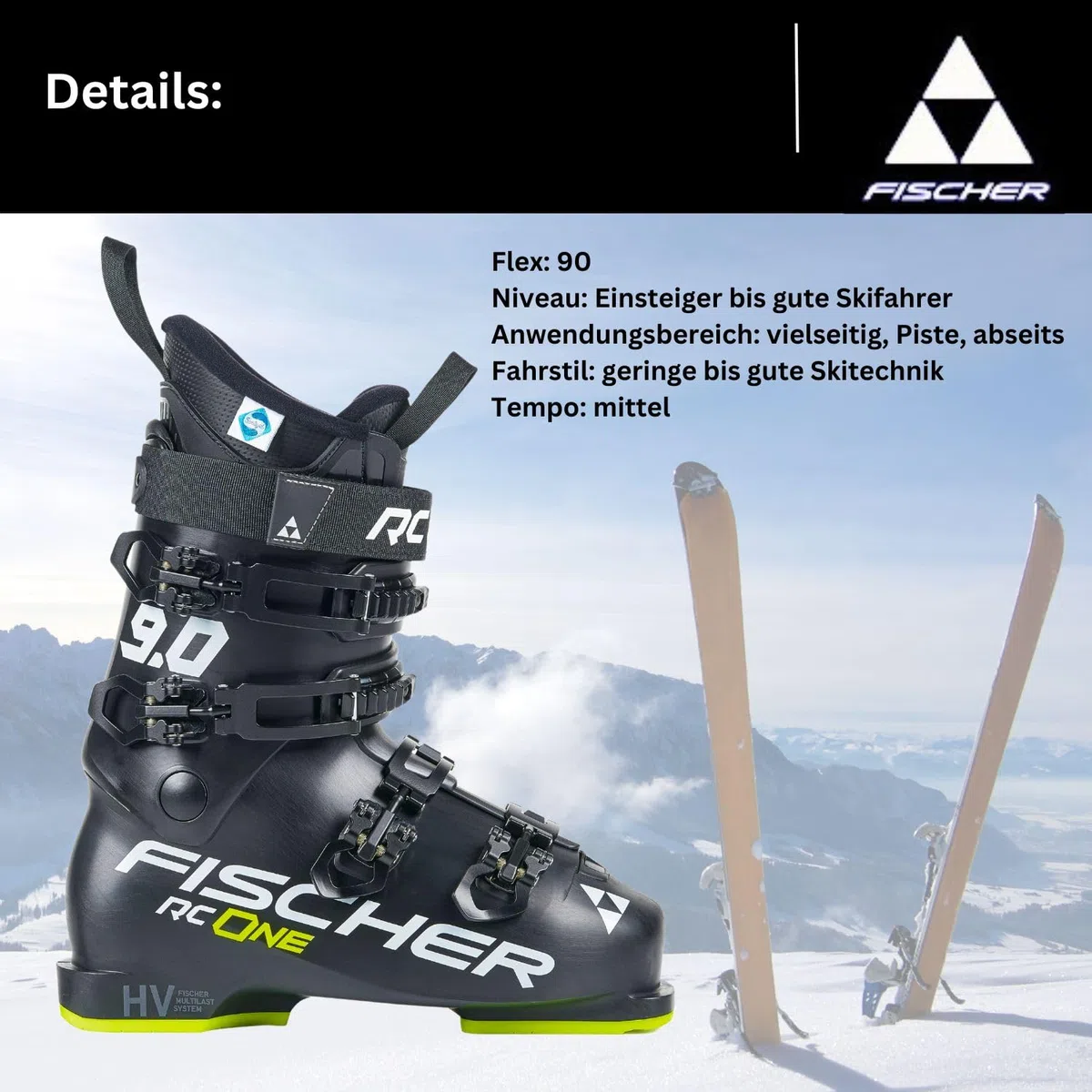 Fischer RC One 9.0 - Scarponi da sci da uomo, colore: Giallo/Nero