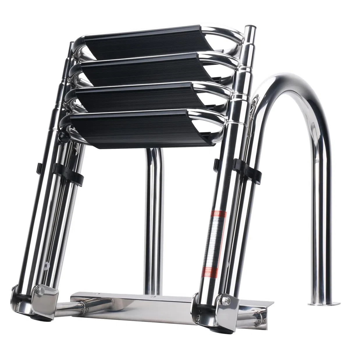 Scaletta per Barche 4 Gradini - Pontoon Pieghevole Piscina in Acciaio Inox Scala Telescopica Ingresso Posteriore Marino Ampia Galleggiante Corrimano Pedale capacità Carico 300Kg