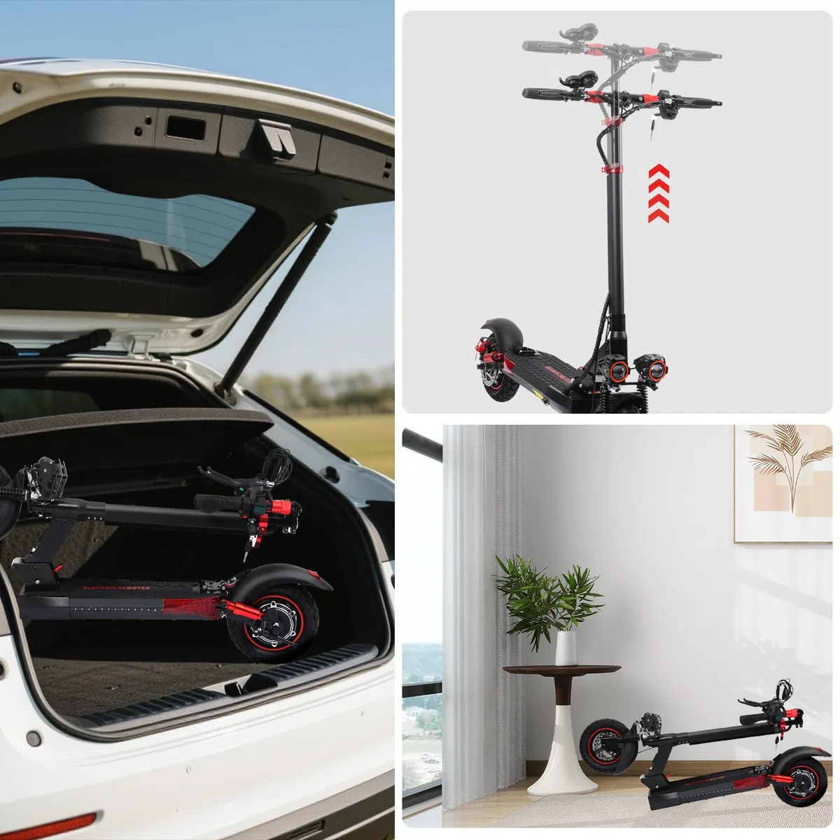 Monopattino Elettrico Adulti 500W Motore, Batteria 48V 15AH, IP54, Autonomia di 35-50 km, 10 pollici Pneumatici Fuoristrada, 3 Velocità Tutto Terreno Monopattino Elettrico, Sospensioni a Molla