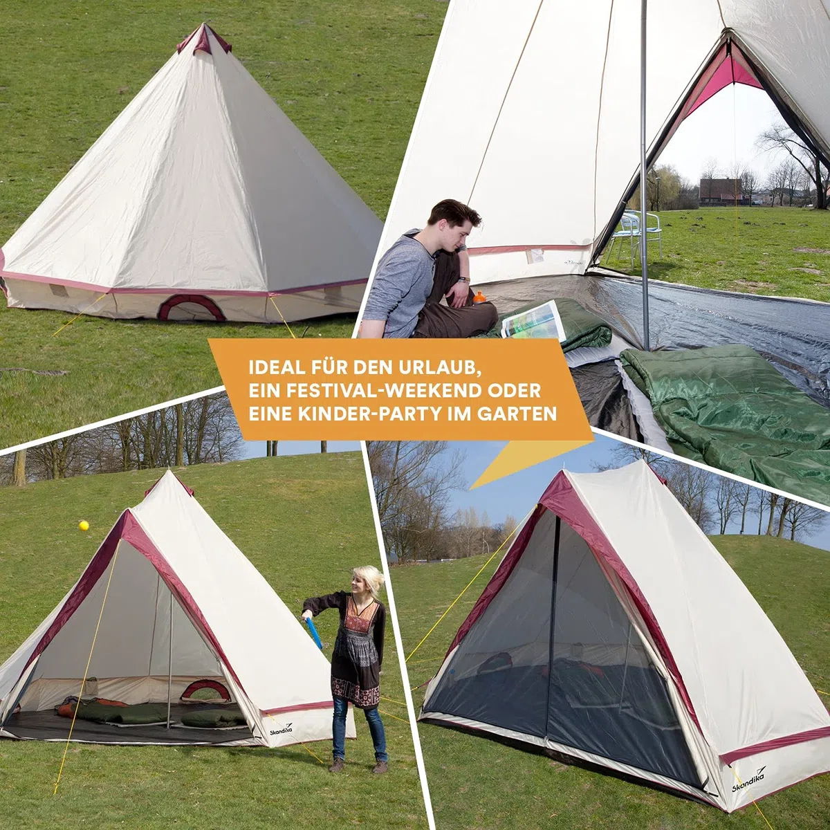 skandika Comanche Tipi Wigwan Tenda Campeggio 8 Persone Altezza 2,5 m (