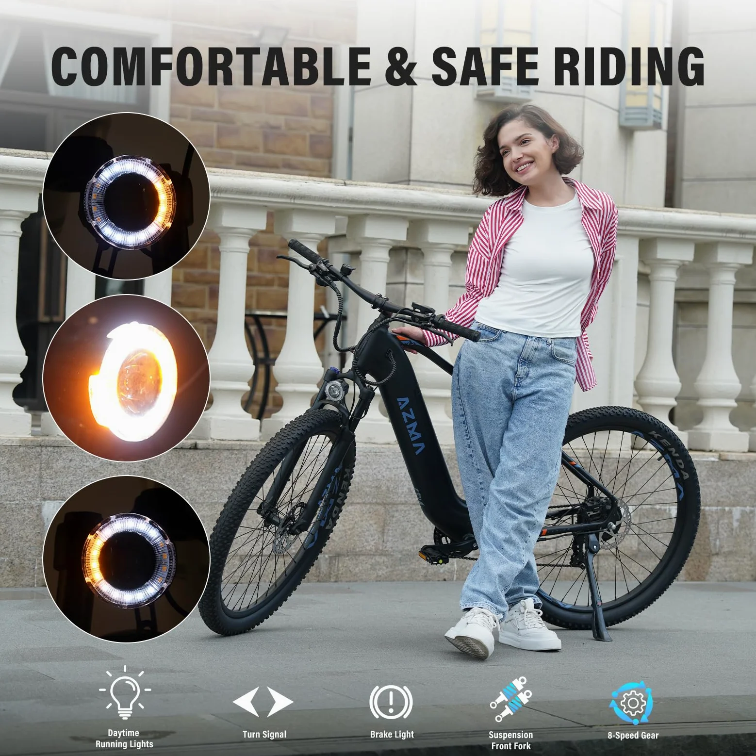 AZMA Bici Elettrica,27.5"/29" Bici Elettrica Uomo Donna da 36V/48V Batteria Rimovibile,Autonomia di 100-140 km Bicicletta Elettrica,8 Velocità Ebike da per MTB