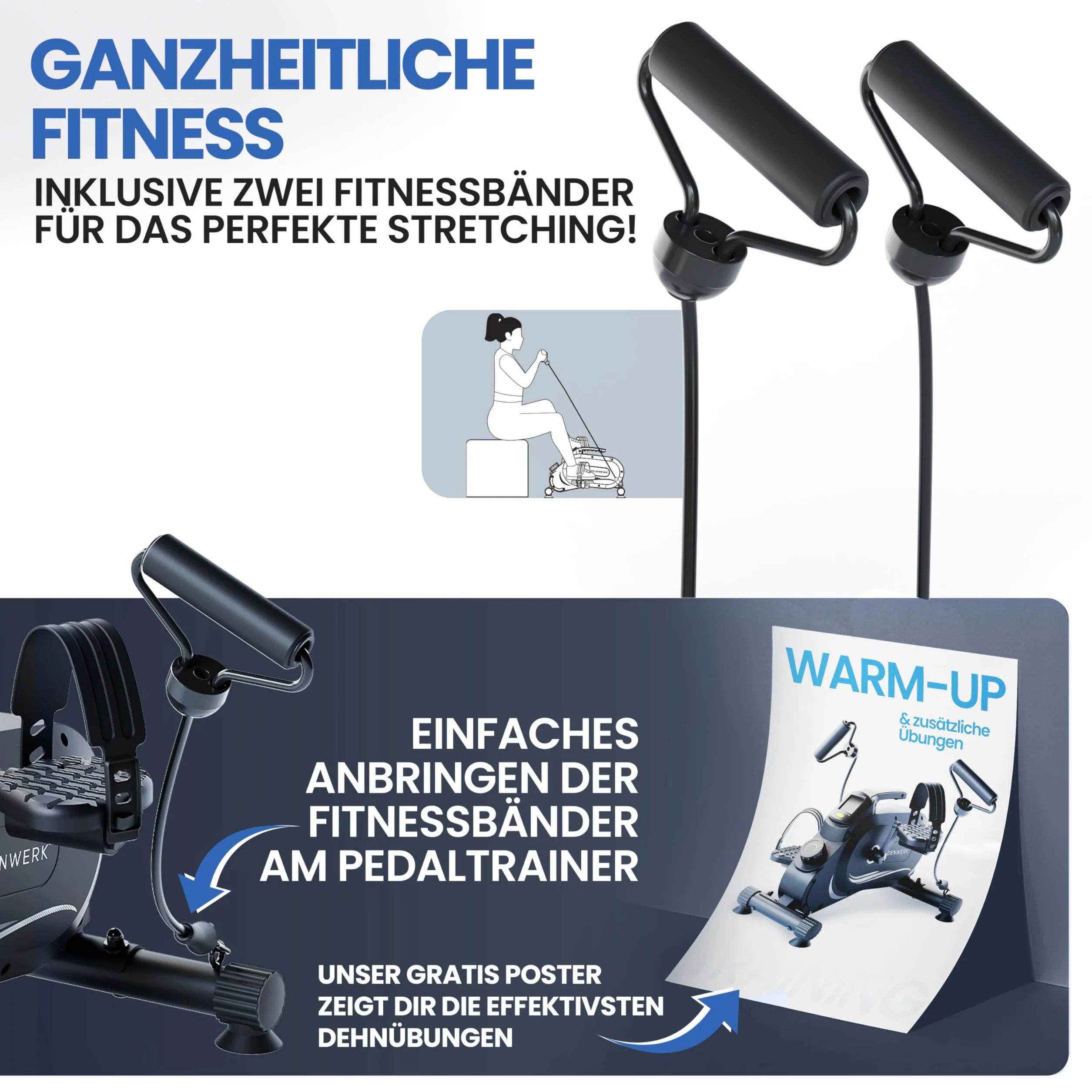 HELDENWERK Set di pedali Pro – Certificazione TÜV/GS | vincitore del confronto | extra silenzioso e delicato sulle articolazioni con nastro di fissaggio – Attrezzatura per braccia e gambe per la casa