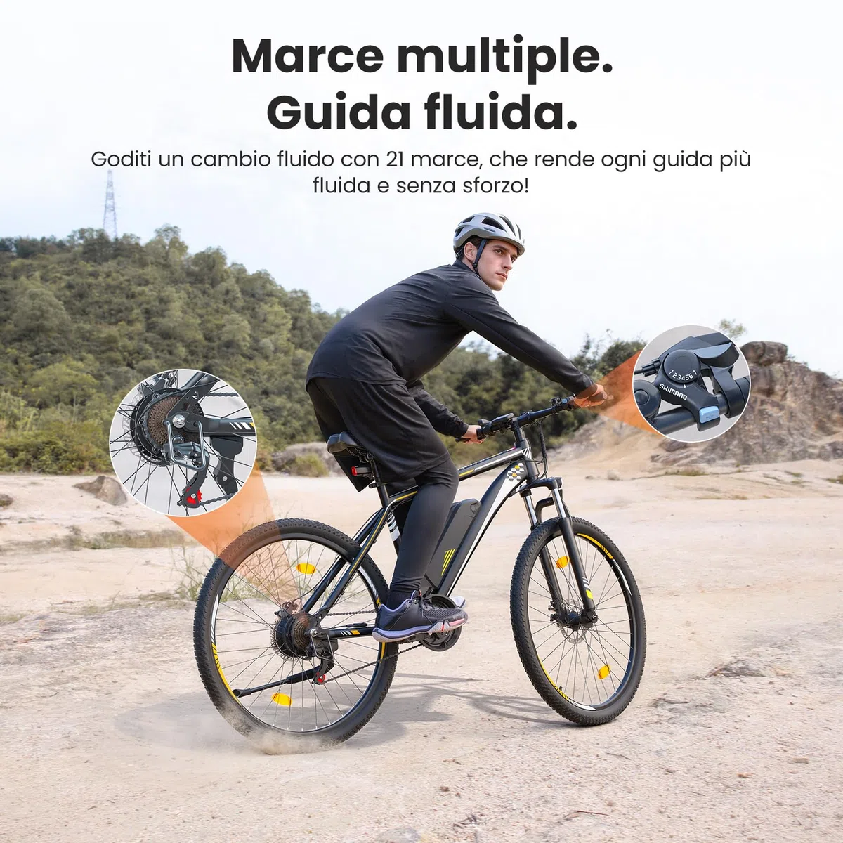 Touroll Bicicletta Elettrica, U1 26"/29", Autonomia di 65km, mountain bike elettrica, Motore 45 NM, Batteria Rimovibile 13Ah