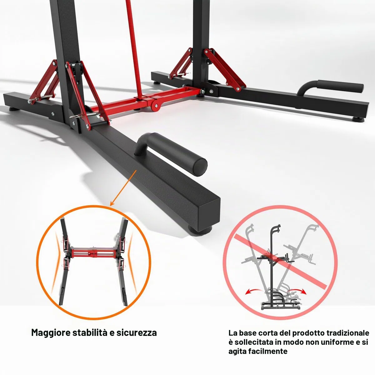 ONETWOFIT Power Tower pieghevole Dip Station Barra per trazioni, Regolabile in altezza Multifunzione stazione di potenza per la Palestra di casa Allenamento Ginnastica espandibile (BLACK-2)
