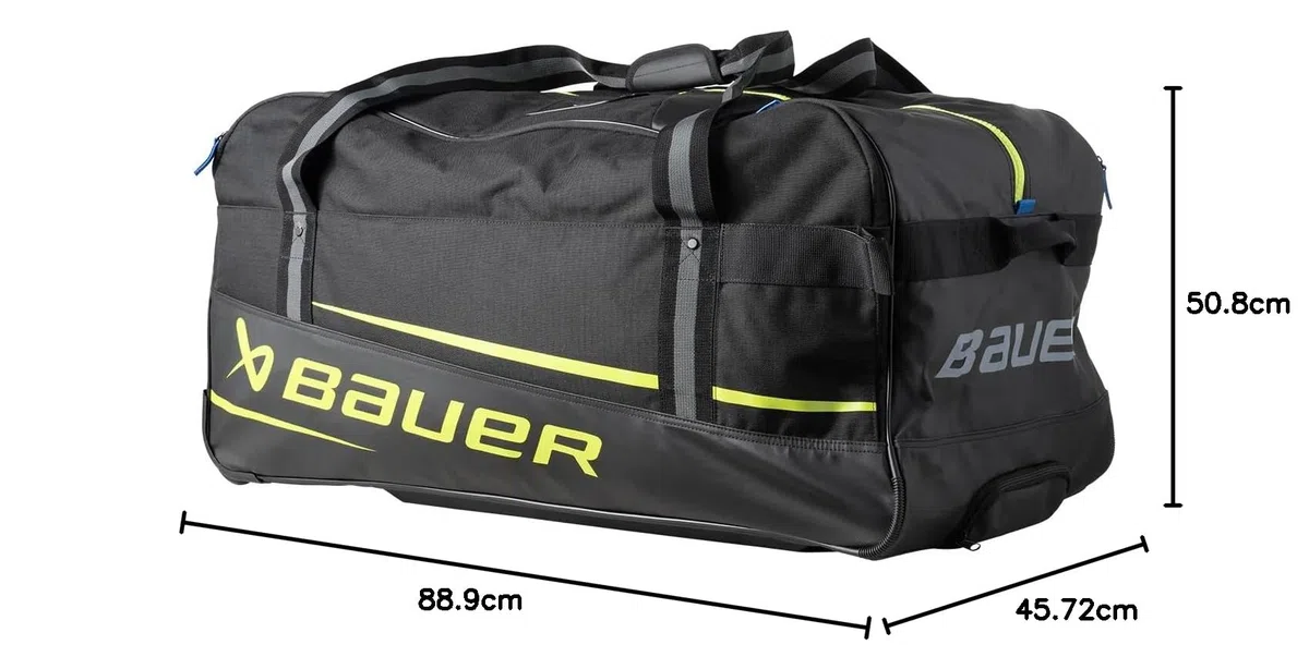 Bauer Hockey Premium Wheel Bag '24 (Nero/Neon, Junior/Medium (81,3 x 45,7 x 40,6 cm)