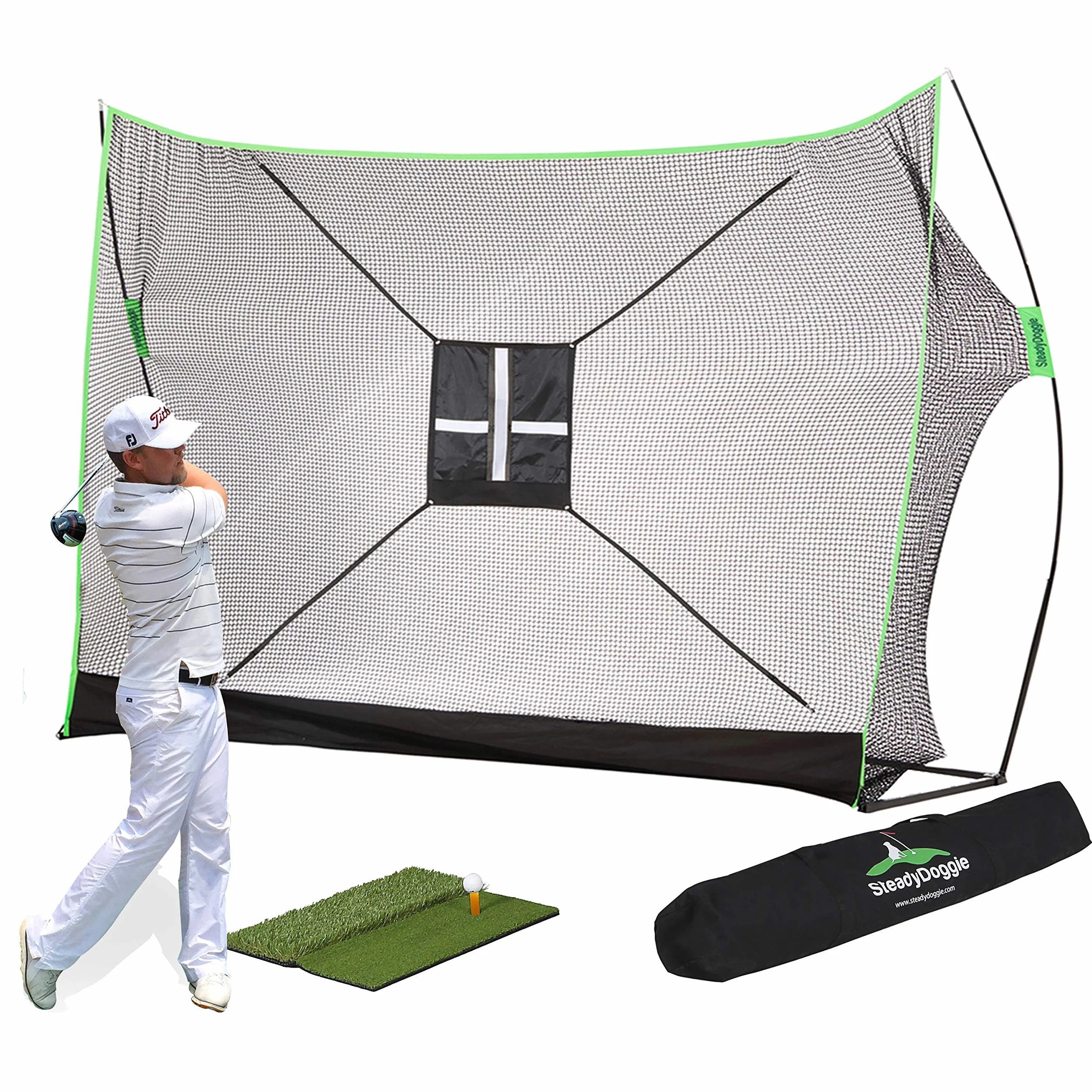 Rete da golf in attesa di brevetto professionale, rete da golf a doppio tappeto erboso, tappetino da golf per chipping bersaglio e borsa per il trasporto, la scelta giusta di reti da golf per la guida in cortile e le reti da golf