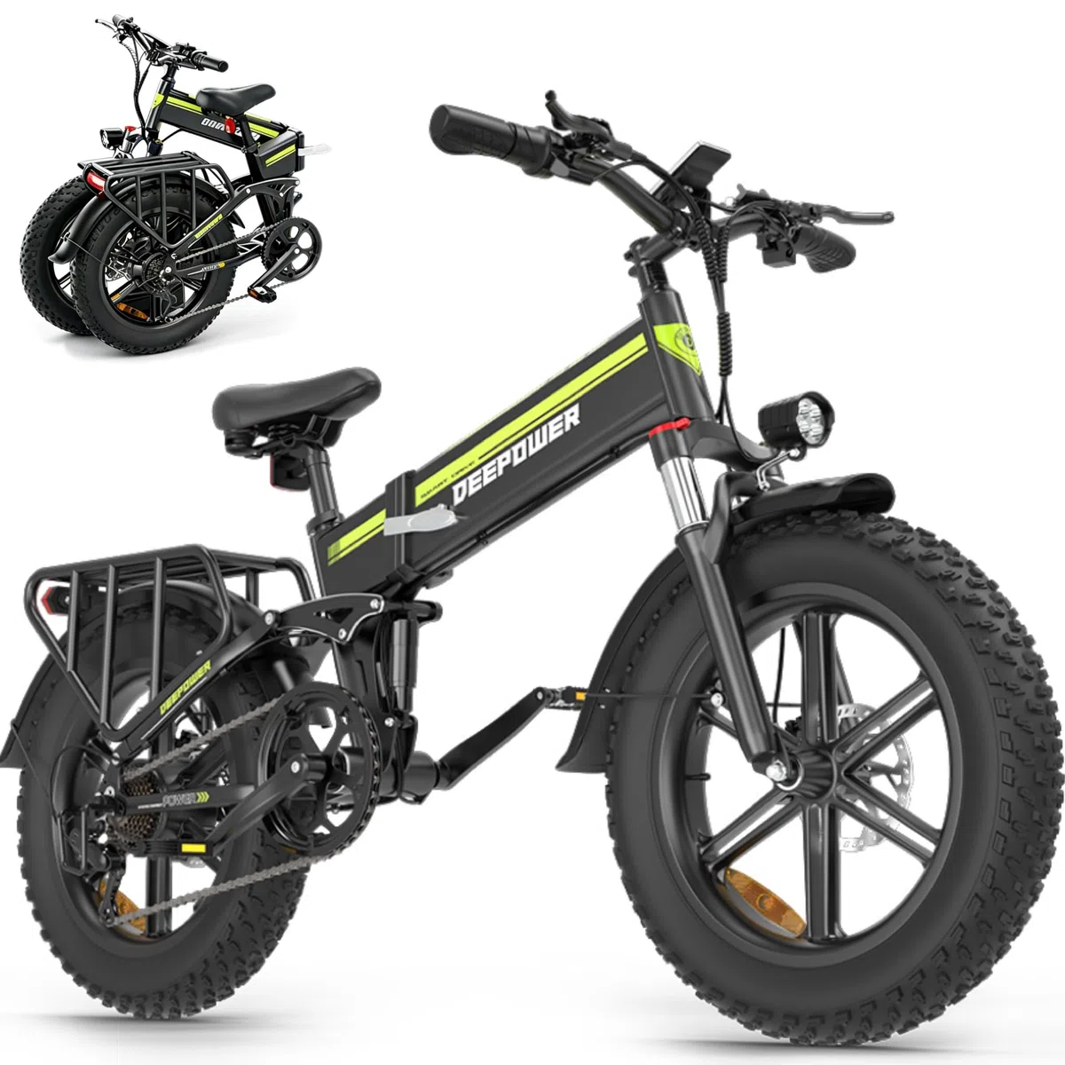 Bici Elettrica Pieghevole, Batteria Rimovibile 48V 25Ah, Autonomia 110KM, Bici Elettrica con Pneumatici Grassi 20'' x 4, Sospensione Completa, Freno Idraulico, 7 Velocità, Bici Elettrica in Alluminio