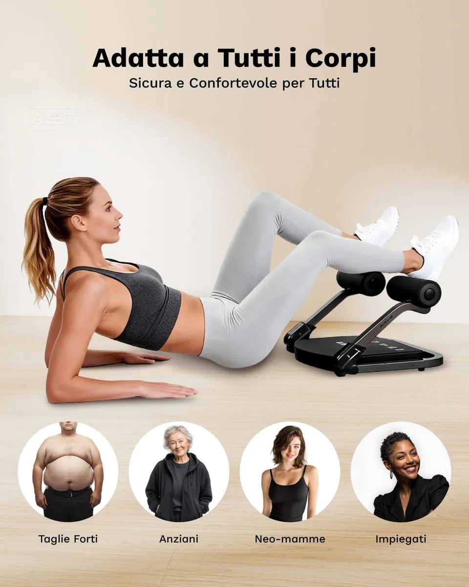 AIRHOP attrezzo addominali 8-in-1 pieghevole, 4 livelli di resistenza, capacità di peso 100 kg, attrezzi per addominali a casa, macchina per l'allenamento del corpo totale per la palestra domestica