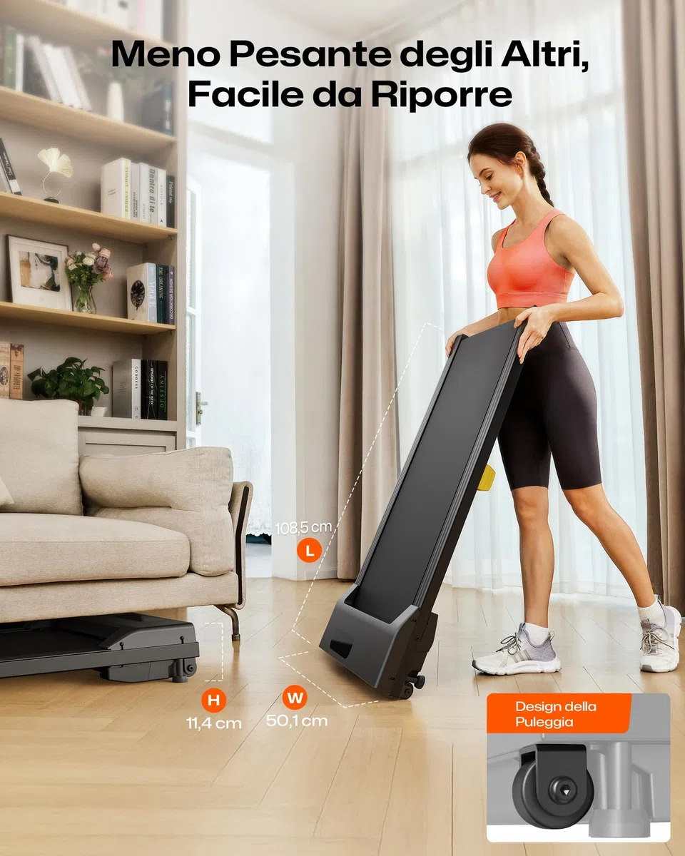 UREVO Tapis Roulant Salvaspazio con Inclinazione 9%, 2 in 1 Walking Pad da scrivania Silenzioso per Casa e Ufficio, Doppia Ammortizzazione, 2.5HP Tapirulan Elettrico con Telecomando e Display LED