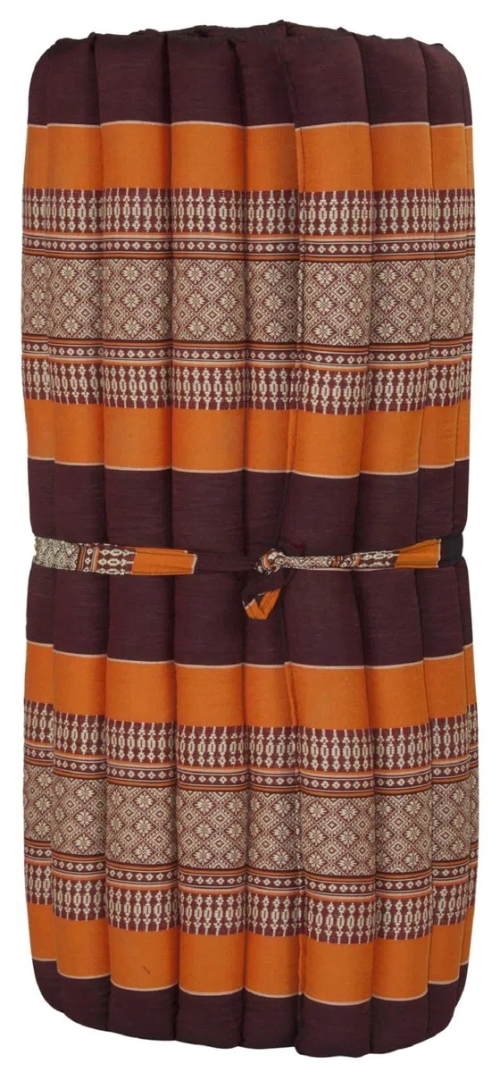 Fine Asianliving Materasso Arrotolabile Thai 200x77x4.5cm Rosso Arancione Cuscino Thailandese Materasso Triangolare Kapok Thai Meditazione da Yoga