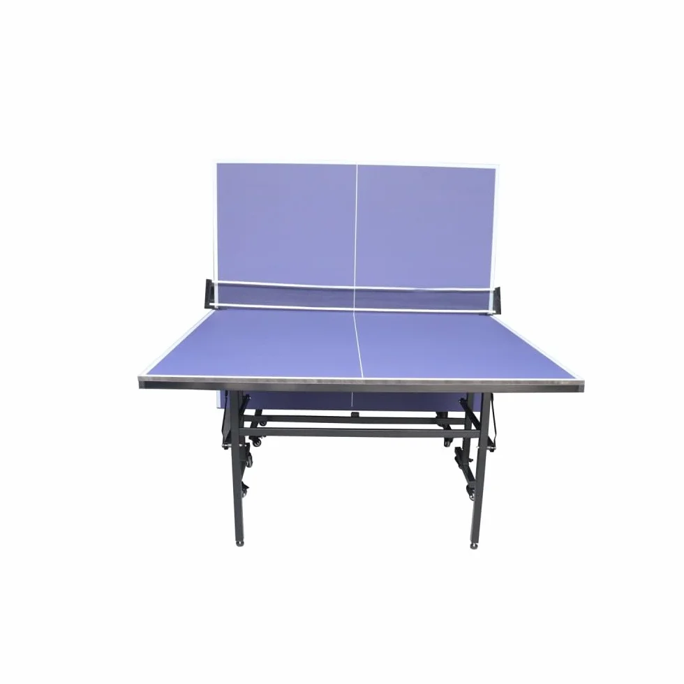 TechFit Tavolo da Ping Pong Professionale per Interni - Pieghevole da Interno con Inclinazione Unilaterale, Struttura Metallica Nera, Rete da 180 cm, Roti Silconate con Freni, 274x152,5x76 cm